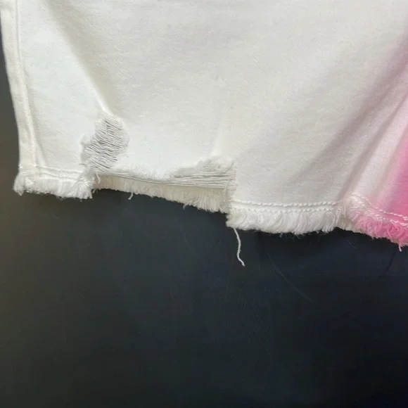 Justice Girls Size 16 Pink White Gradient Denim Shorts Cut Off Frayed - Picture 7 of 8